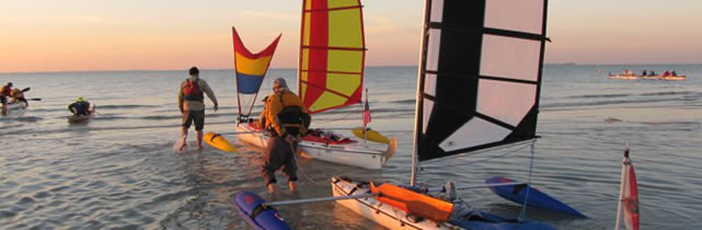 start of Everglades Challenge, two BSD Batwing sails and Boss outriggers